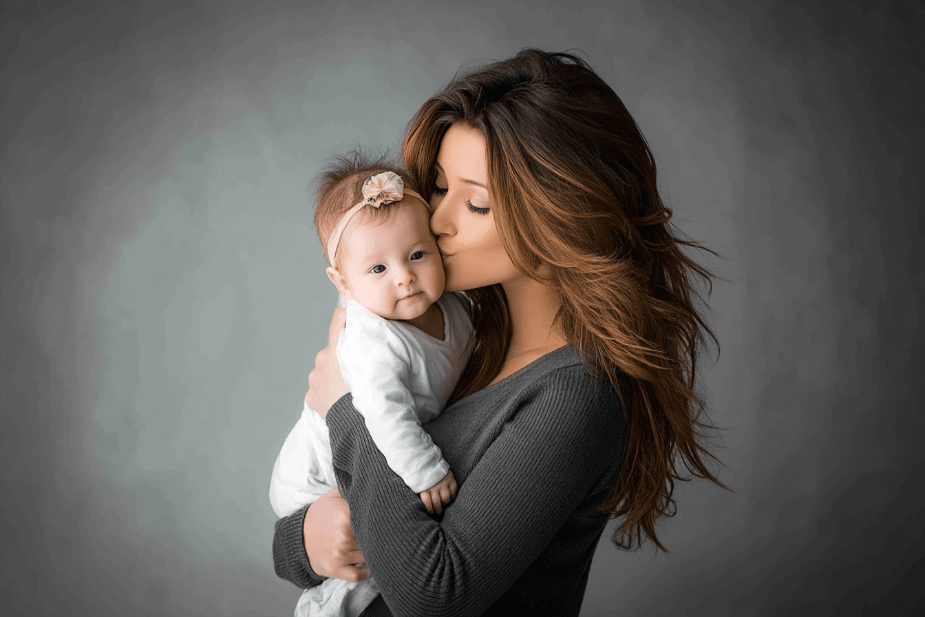 Mama kuschelt mit Baby