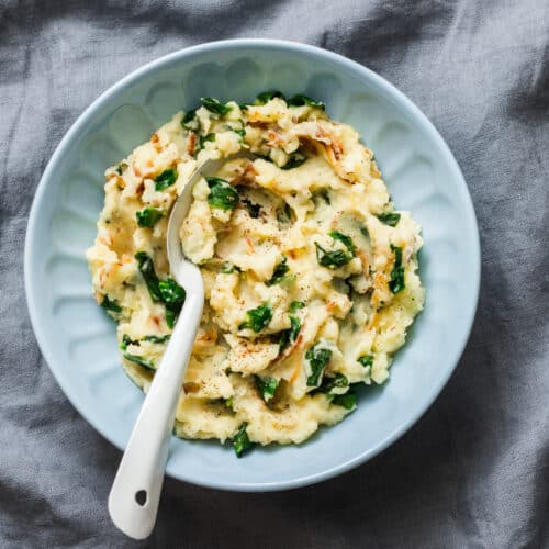Blattspinat mit Kartoffelpüree