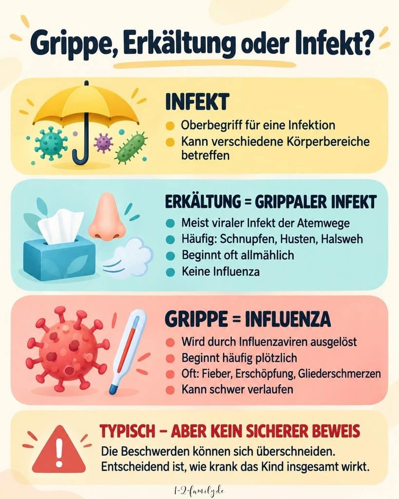 Grippe Erkältung oder Infekt - was ist der Unterschied - Infografik