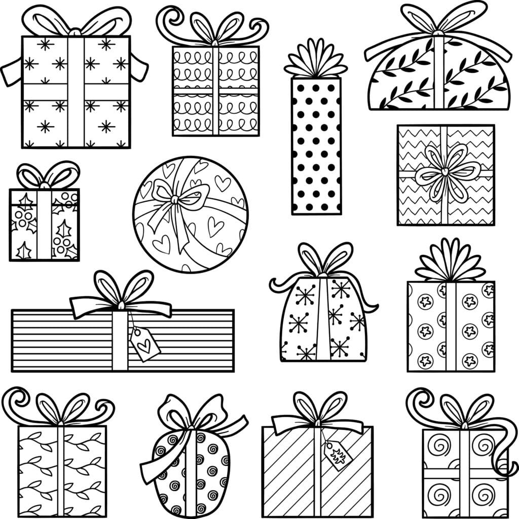 Natürlich gehören an Weihnachten auch viele tolle bunte Geschenke dazu. Welche Farbe sie bekommen, entscheidest du dieses Jahr ganz alleine. Wenn du die Geschenke bemalt hast, kannst du sie ausschneiden und irgendwo aufkleben. Oder du benutzt sie als Malvorlage für ein Fensterbild, welches du beispielsweise mit Multimarkern ausmalen kannst.