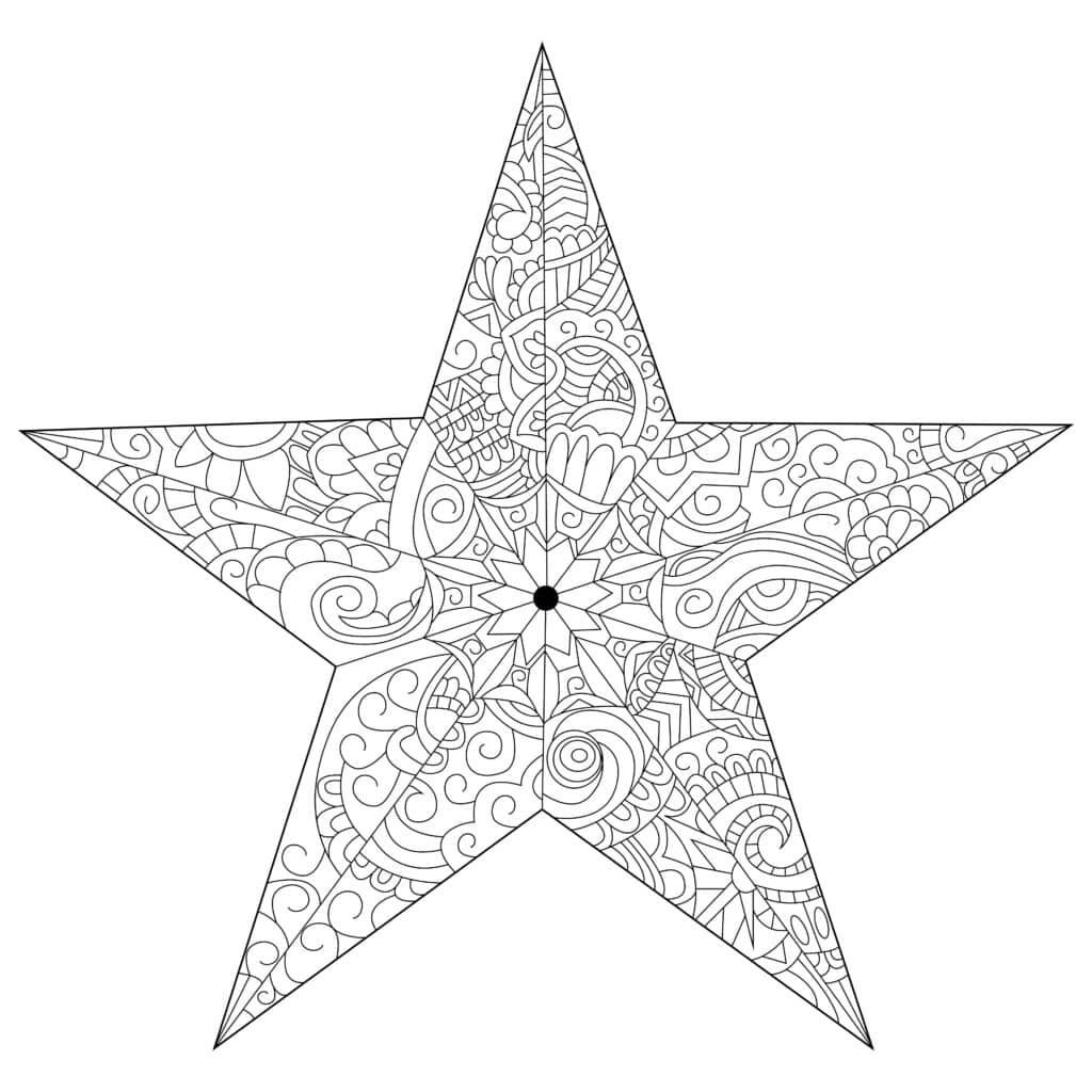 Diesen tollen Mandala-Stern kannst du zu deinem ganz eigenen Kunstwerk machen. Man kann ihn entweder schrill und bunt ausmalen, oder man überlegt sich drei Farben, welche sich in den Mustern wiederholen. Wozu auch immer du dich entscheidest - er wird sicher sehr schick!