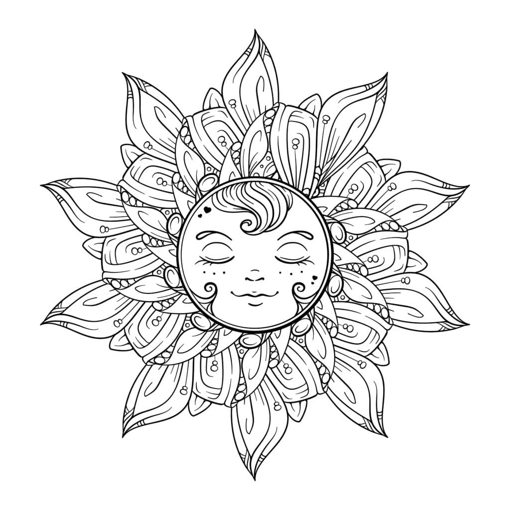 Mandala Ausmalbild 10 Sonnenblume