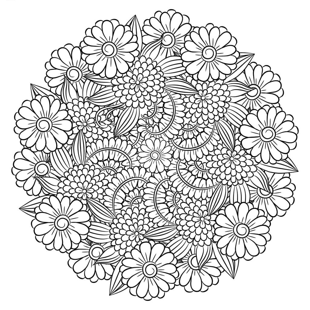 Mandala Ausmalbild 19 Blumenstrauß