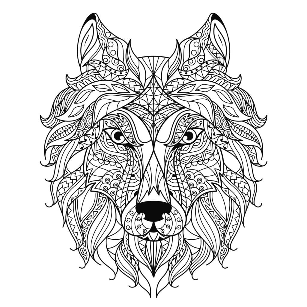 Mandala Ausmalbild 22 Wolf oder Werwolf