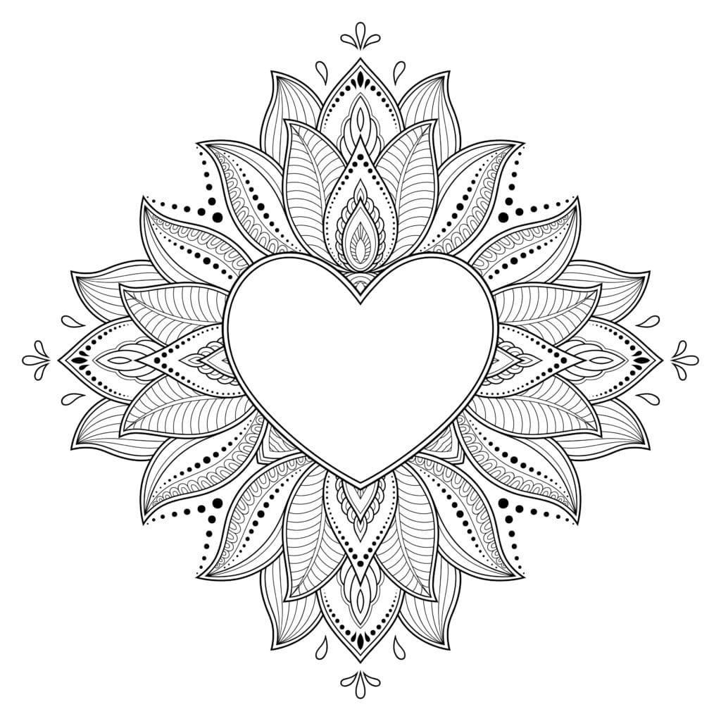 Mandala Ausmalbild 77 Herz (Heart)