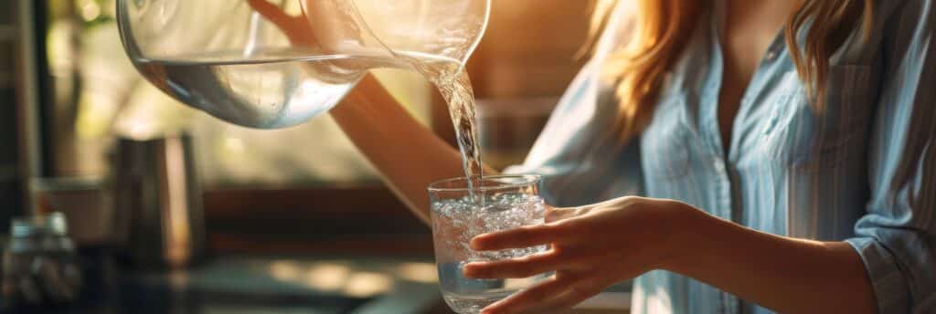 Leitungswasser aus dem Wasserhahn in der Küche