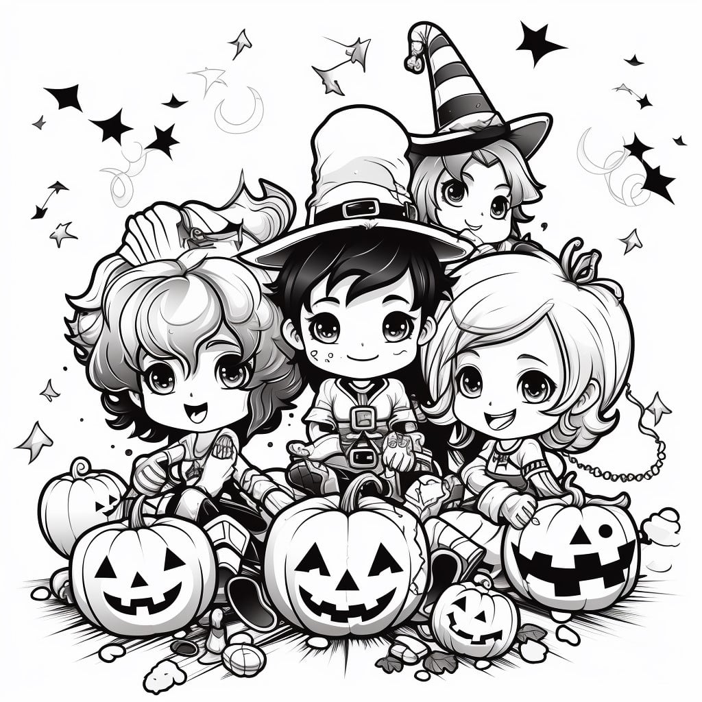 Kinder Halloween Party Ausmalbild