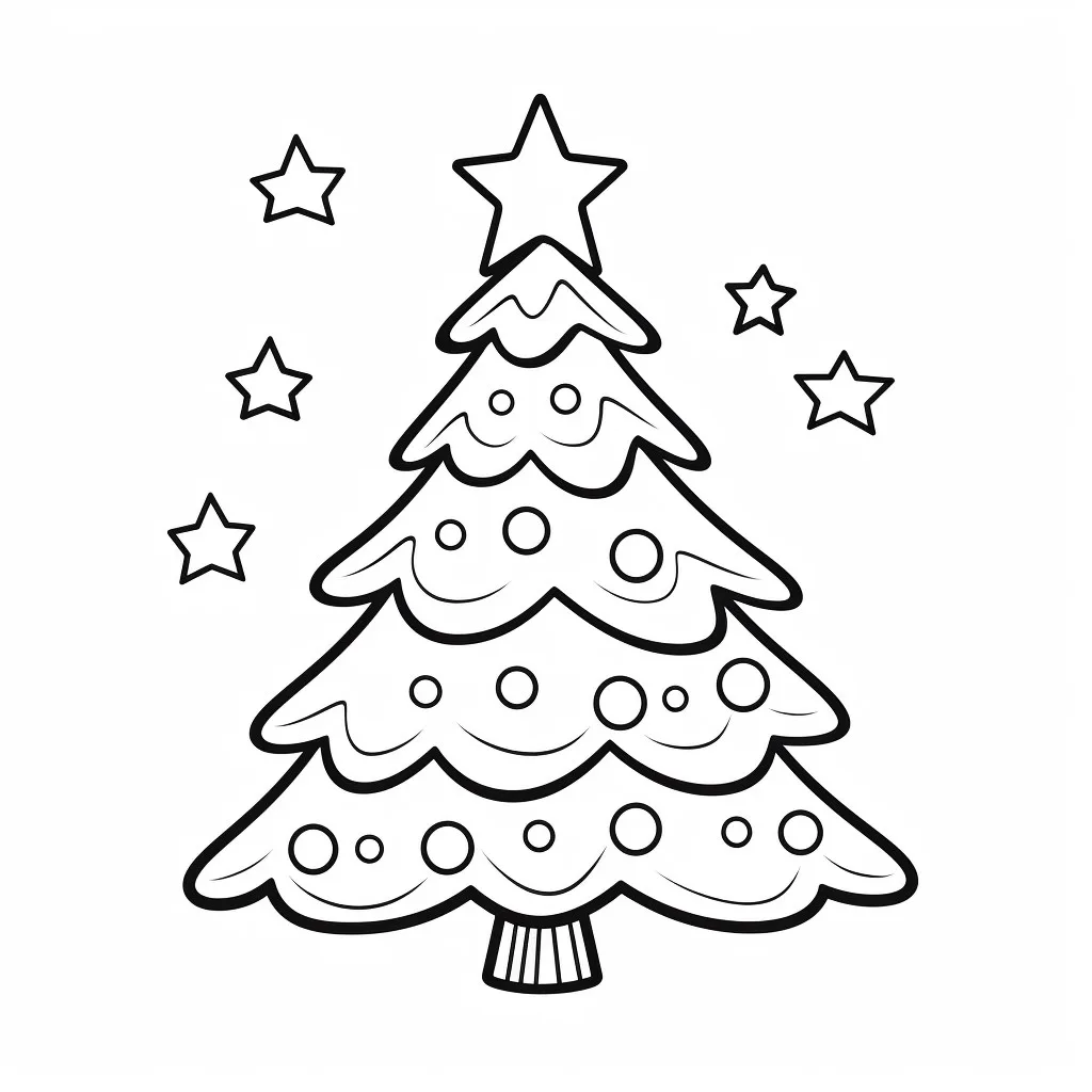 Süßer Weihnachtsbaum - Ausmalbild für Kinder