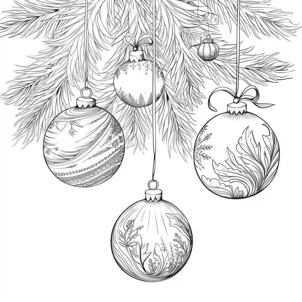 Weihnachtsbaumkugeln Ausmalbild für Erwachsene