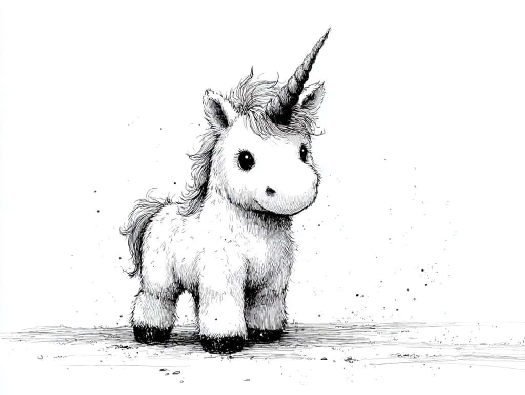 Neugieriges Einhorn Baby Ausmalbild
