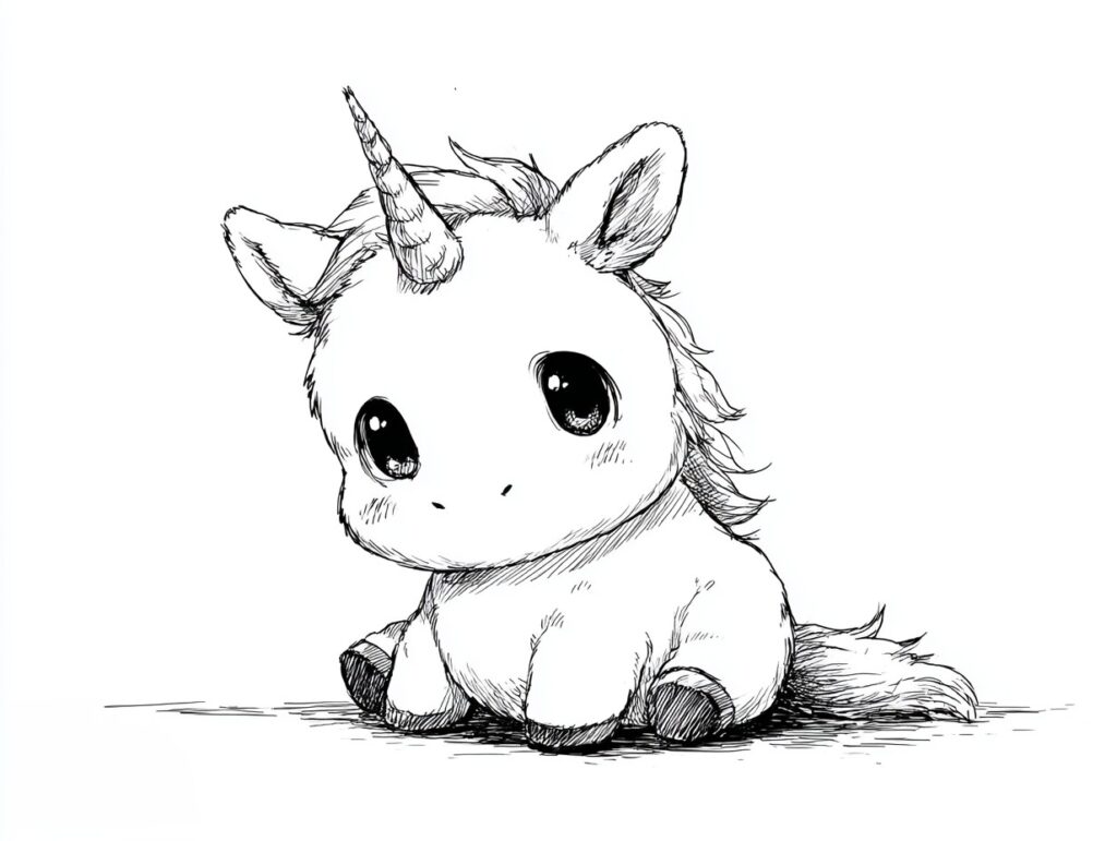 Schüchternes Einhorn Baby Ausmalbild