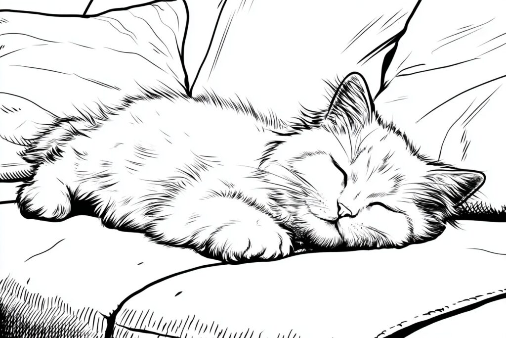 Katze schläft auf Couch