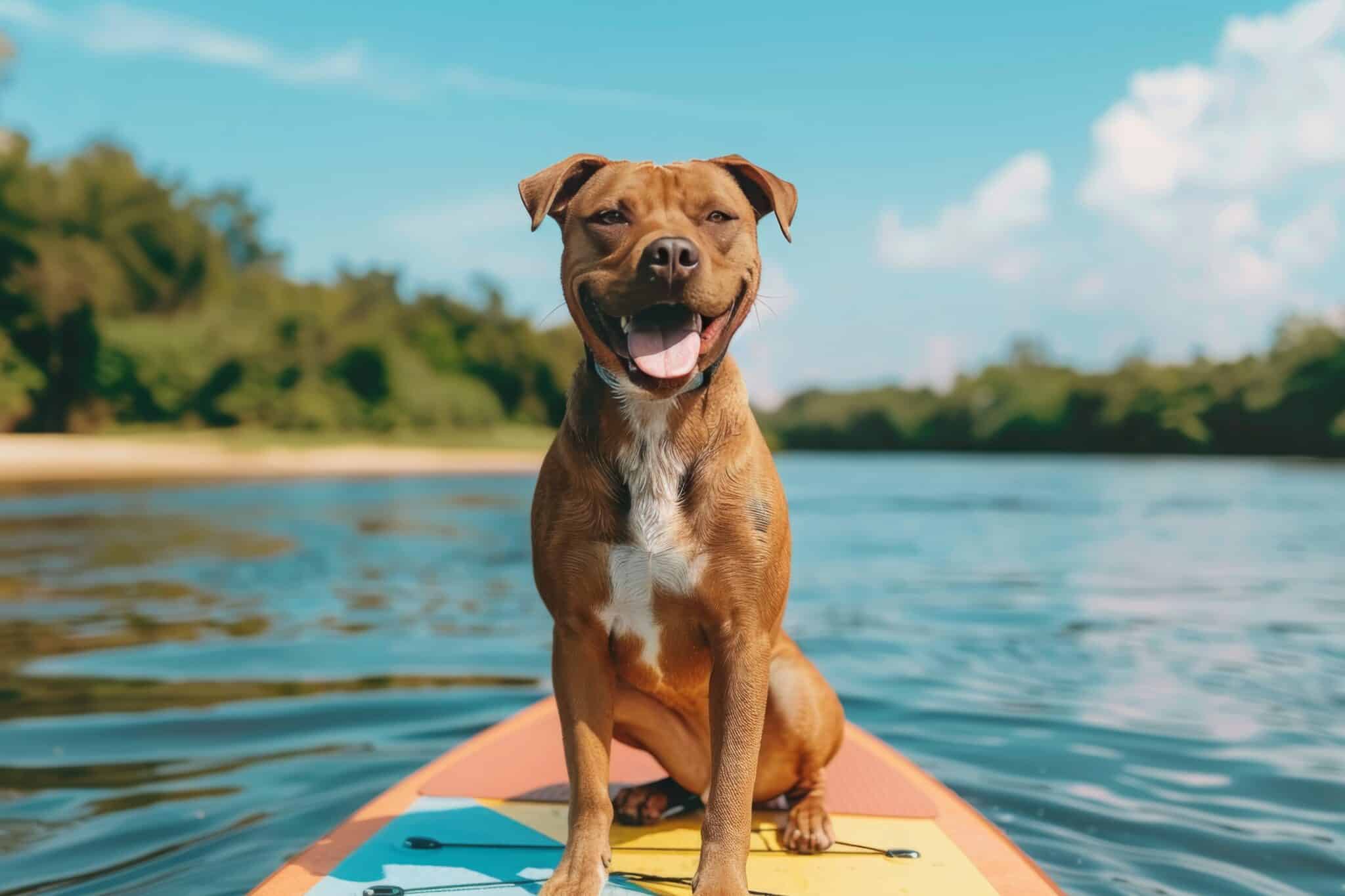 Hund und Kinder am See