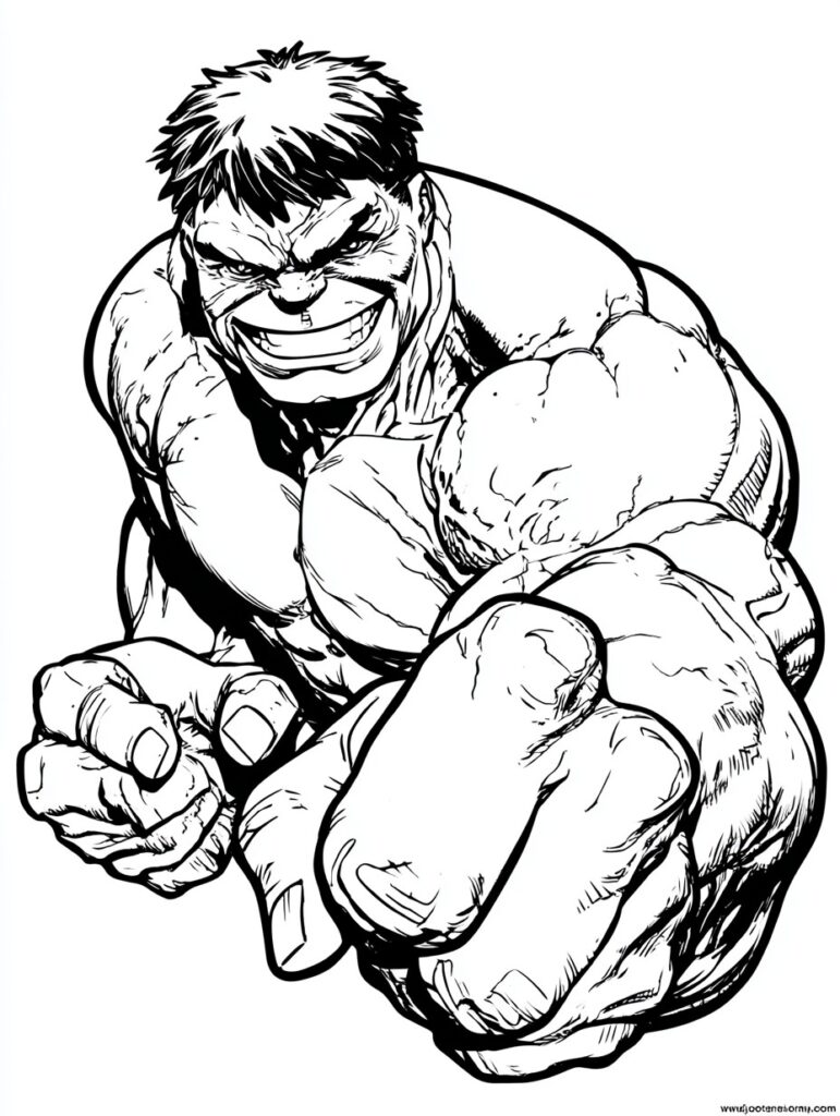 Hulk Ausmalbild feixend