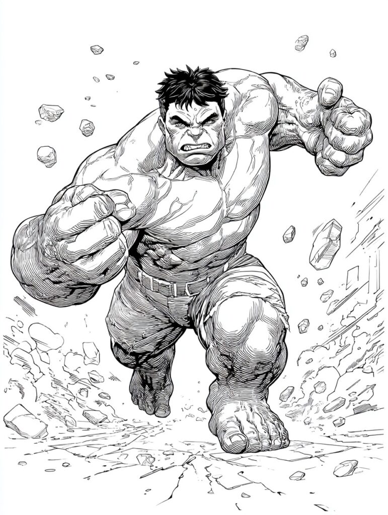 Hulk in Action Ausmalbild
