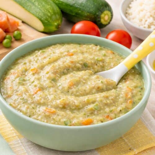 Babybrei mit Gartengemüse, Lachs & Reis Rezept