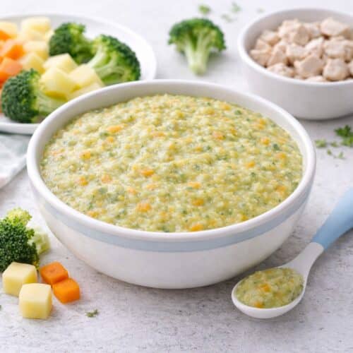 Beikost Rezept Buttergemüse-Kartoffel-Brei mit Pute