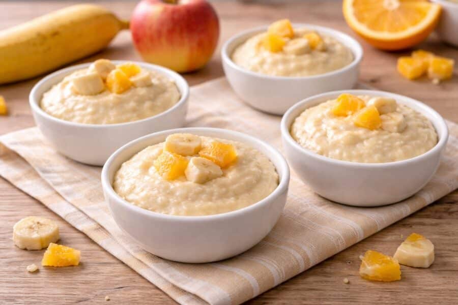 Familientisch Rezept: Bananen-Apfel-Orangen-Creme