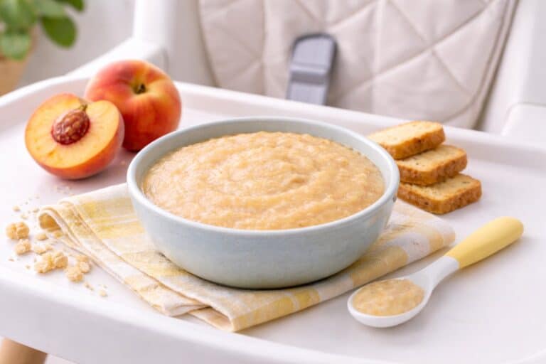 pfirsisch zwieback brei beikost für babys rezept