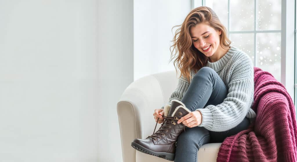 Variable Homewear mit Boots zum Rausgehen