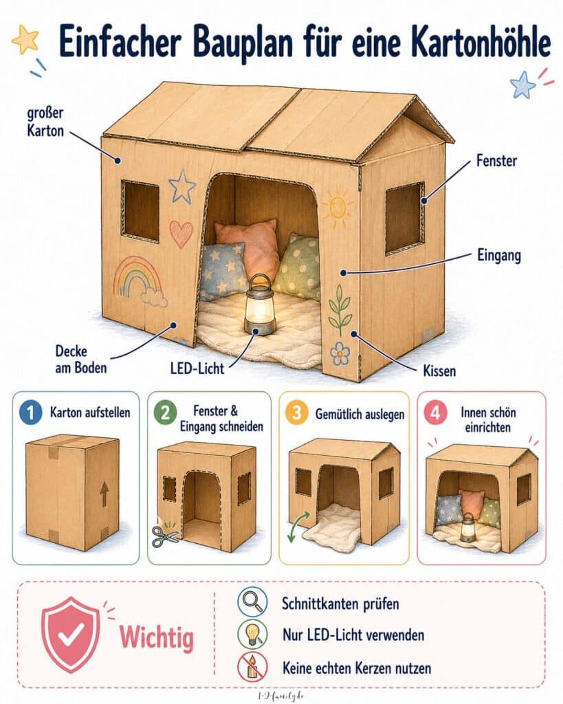 Aus Kartons eine Höhle bauen