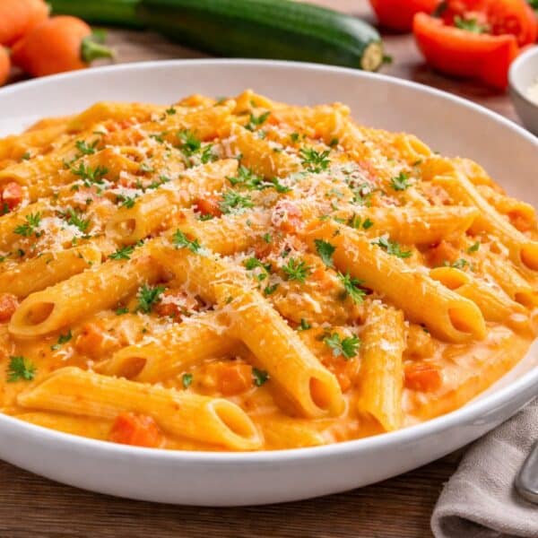 Nudelgericht mit verstecktem Gemüse in der Soße