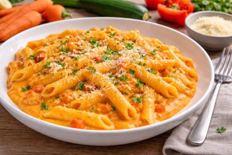 Nudelgericht mit verstecktem Gemüse in der Soße