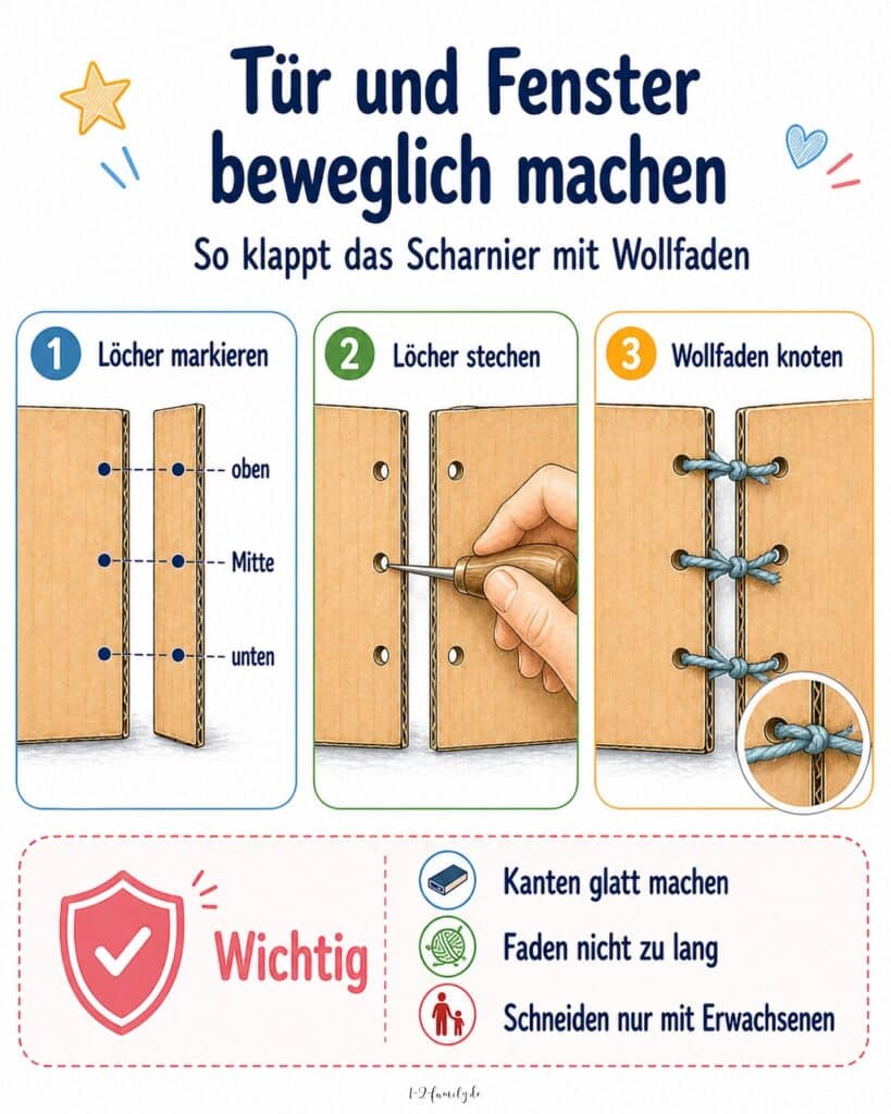 Türen und Fesnter aus Karton öffnen und schlie0en Anleitung