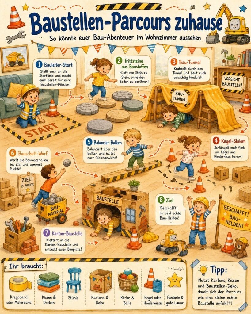 Baustellen Parcours für Kinder