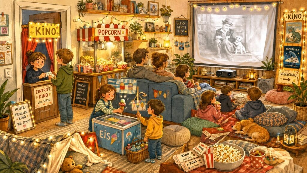 Familienkino im Wohnzimmer