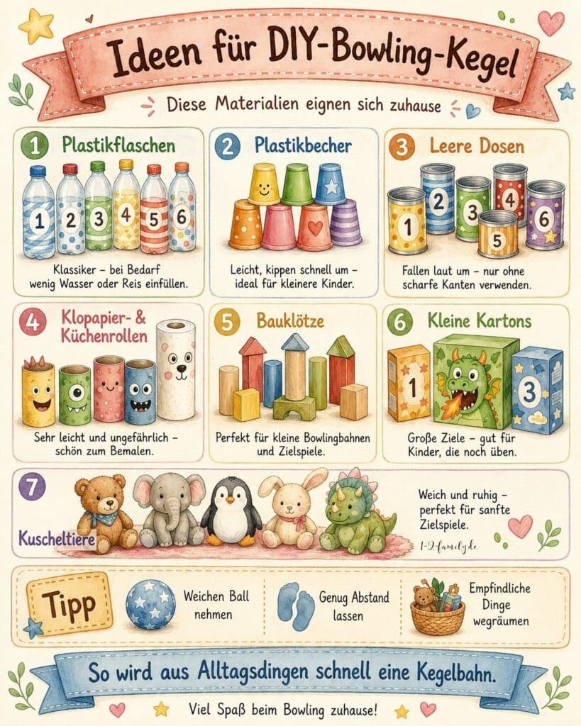 Infografik Materialien für Bowling Kegel Zuhause