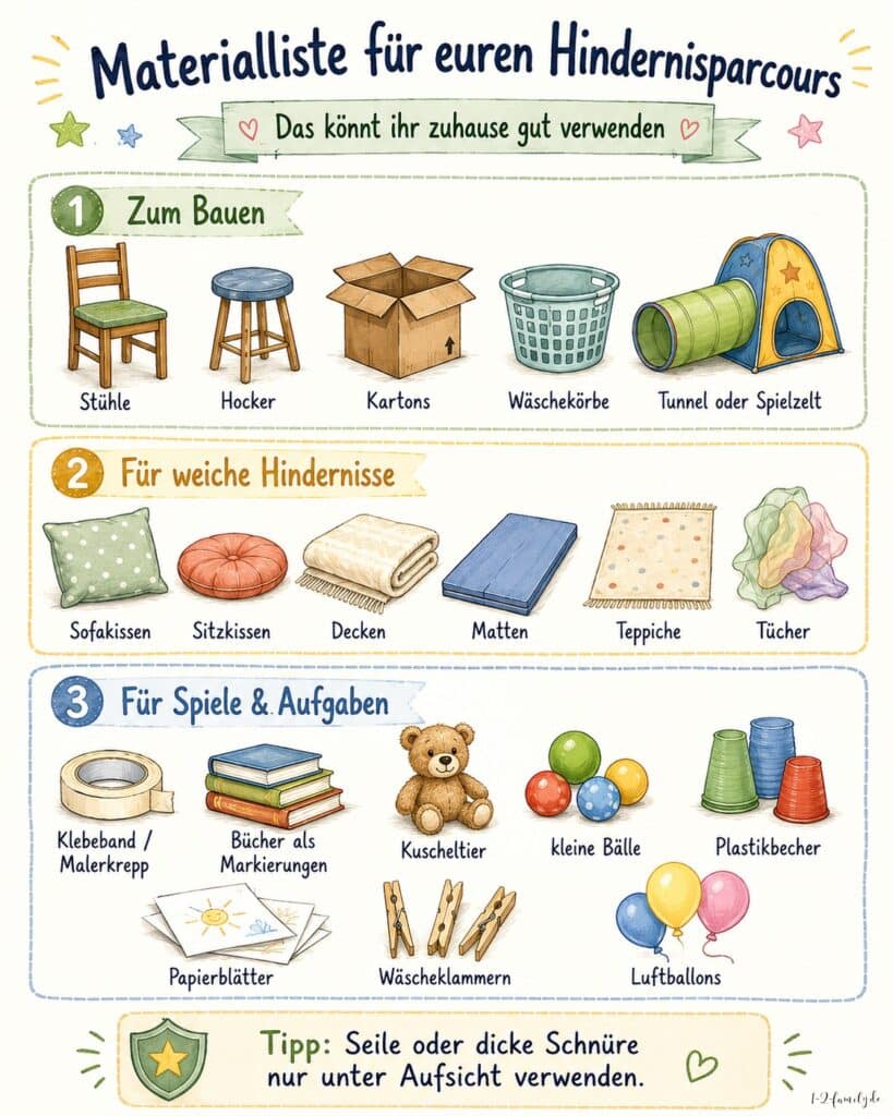 Materialliste Parcours bauen zuhause