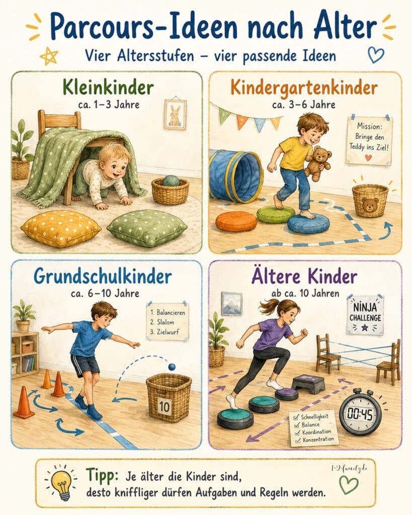 Parcoure für zuhause nach Altersstufen