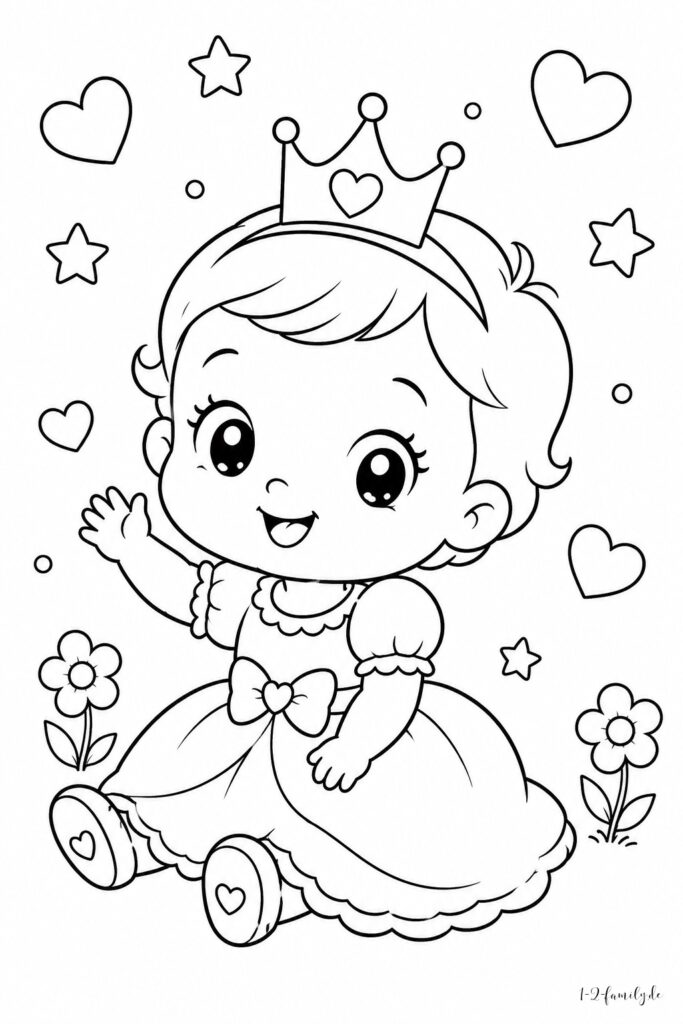 Ausmalbild Babyprinzessin 01
