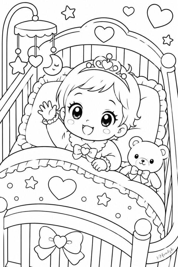 Ausmalbild Babyprinzessin 02