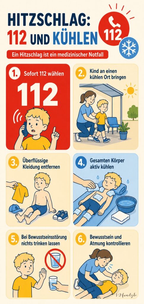 Infografik - erste Hilfe bei Hitzeschlag