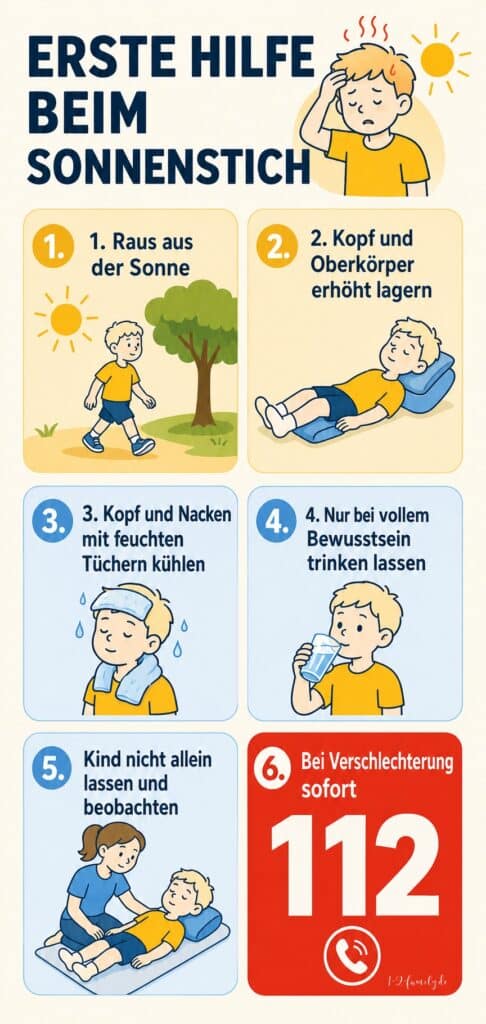 Infografik - erste Hilfe bei Sonnenstich