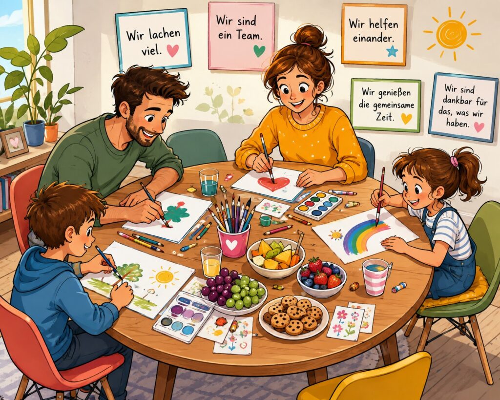 Runder Esstisch als Familientisch im Alltag