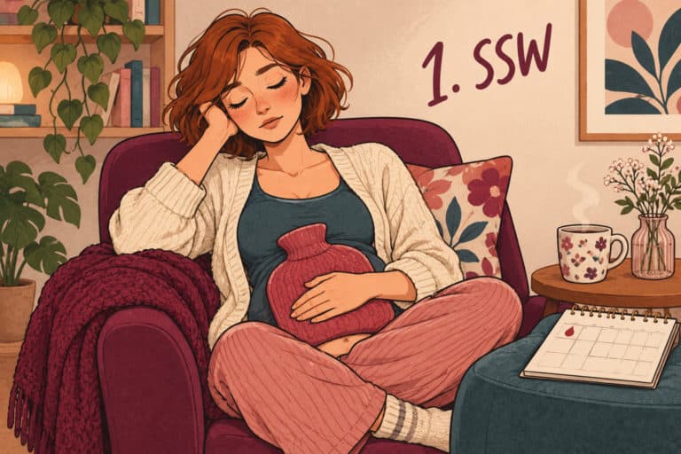 Comicillustration zur 1. Schwangerschaftswoche