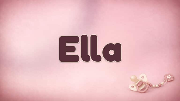 Der Vorname Ella in großer bordeauxfarbener Schrift auf dem Babynamen-Motiv