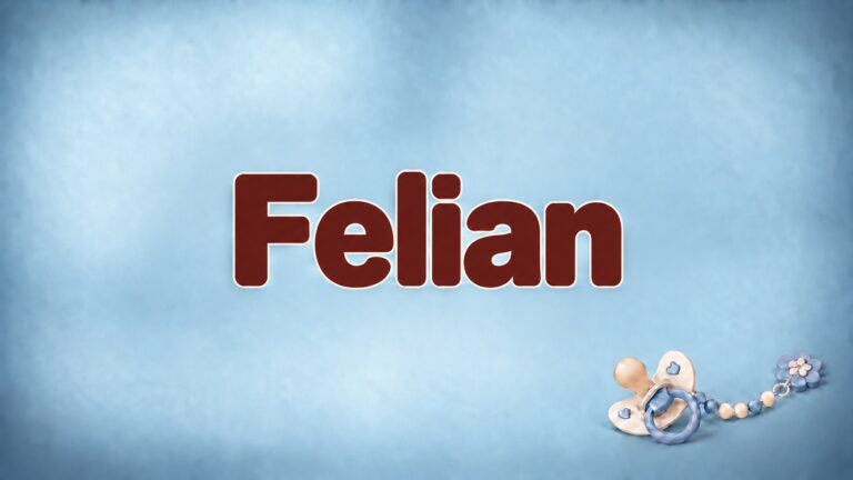 Vorname Felian auf blauem Hintergrund mit Schnuller