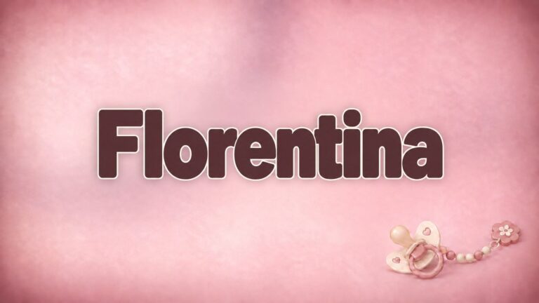 Vorname Florentina auf rosafarbenem Hintergrund mit Schnuller
