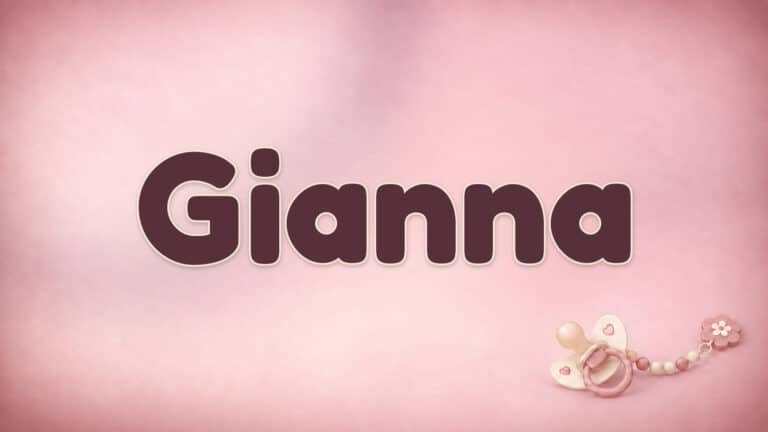 Der Vorname Gianna in großer bordeauxfarbener Schrift auf dem Babynamen-Motiv