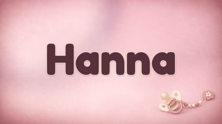 Der Vorname Hanna in großer bordeauxfarbener Schrift auf dem Babynamen-Motiv