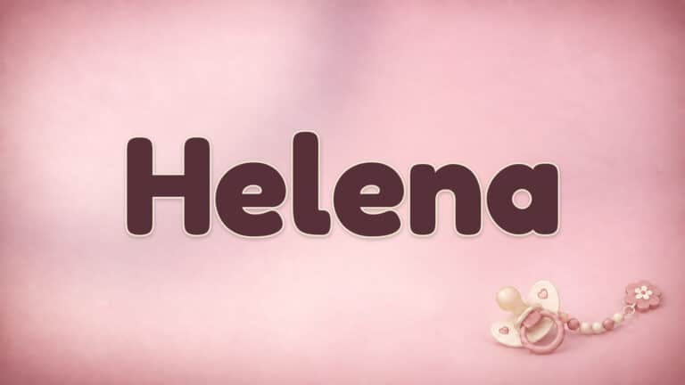 Der Vorname Helena in großer bordeauxfarbener Schrift auf dem Babynamen-Motiv