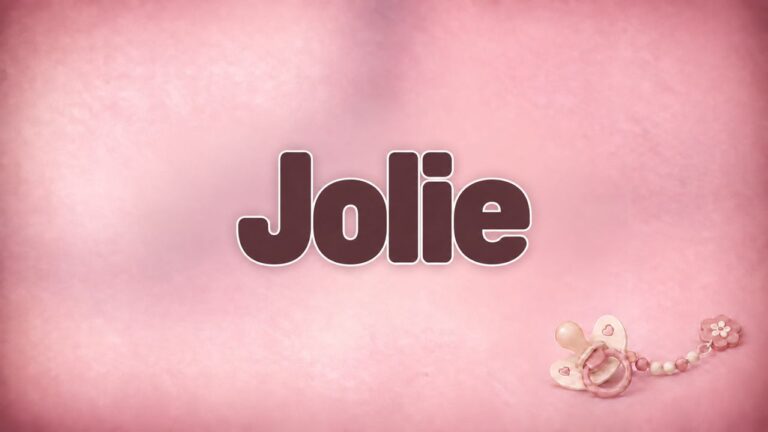 Vorname Jolie auf zartem Babyhintergrund mit Schnuller