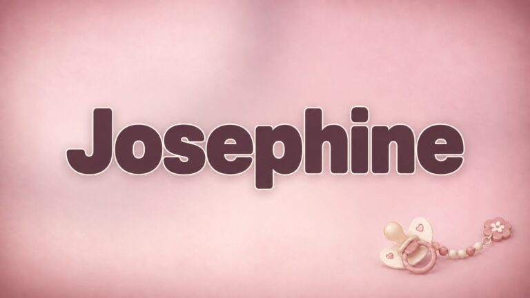 Der Vorname Josephine auf altrosa Hintergrund mit einer Schnullerkette.