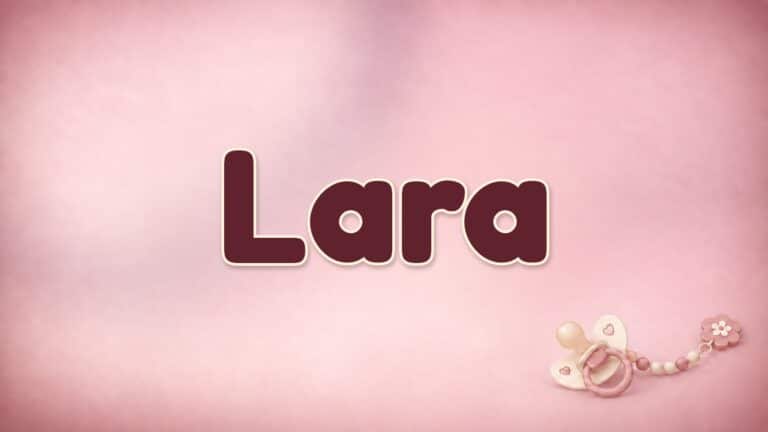 Vorname Lara auf rosafarbenem Hintergrund mit Schnullerkette