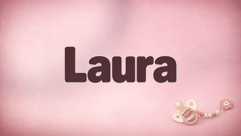 Laura auf dem originalen Babynamen-Hintergrund mit Schnuller