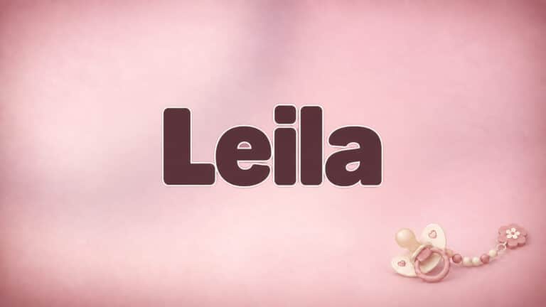 Leila auf dem originalen Babynamen-Hintergrund mit Schnuller